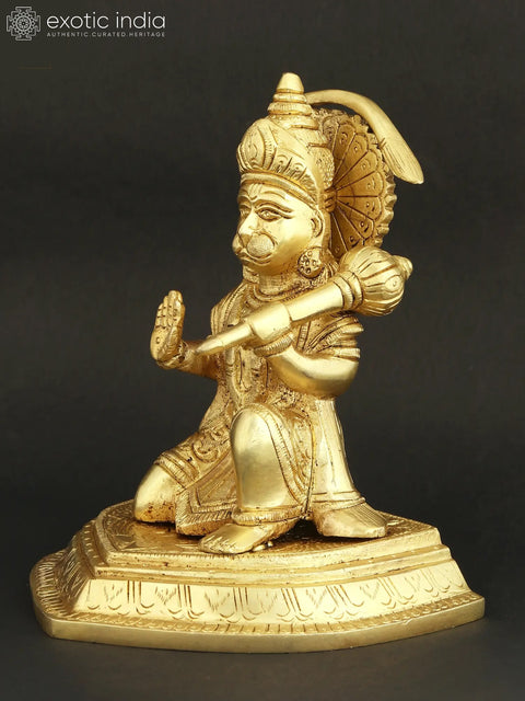 6" Lord Hanuman Blessing Figurine in Brass