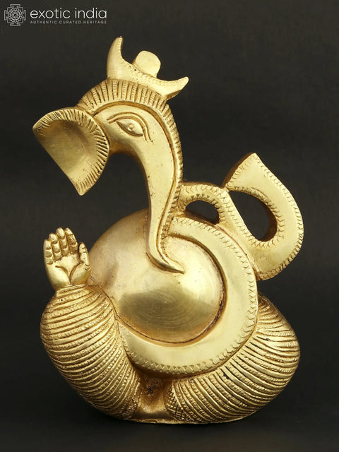 6" Abstract Ganesha Brass Figure | Modern Ganesh Statue