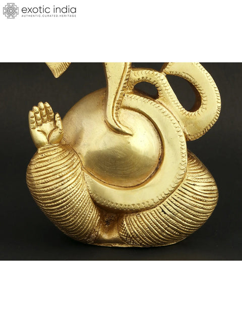 6" Abstract Ganesha Brass Figure | Modern Ganesh Statue