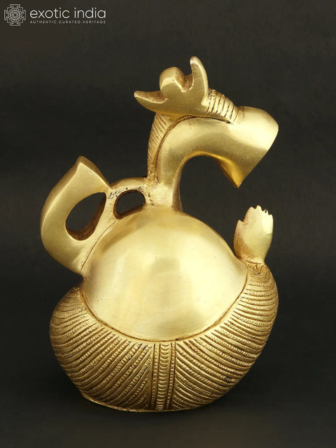 6" Abstract Ganesha Brass Figure | Modern Ganesh Statue