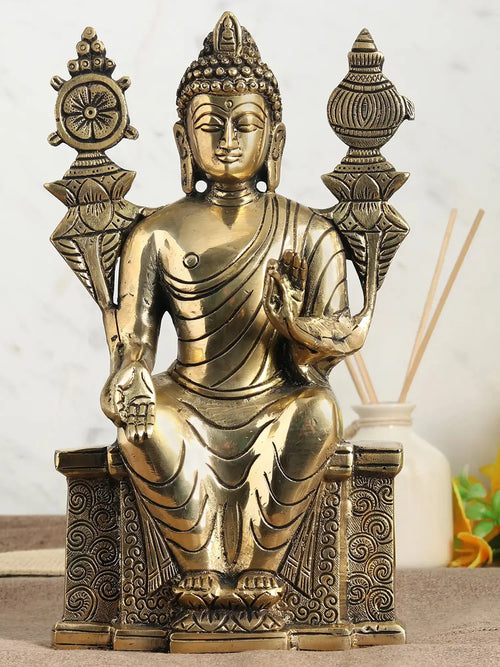 10" Maitreya Future Buddha Handmade Brass Statue