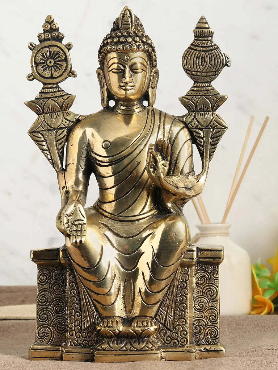 10" Maitreya Future Buddha Handmade Brass Statue