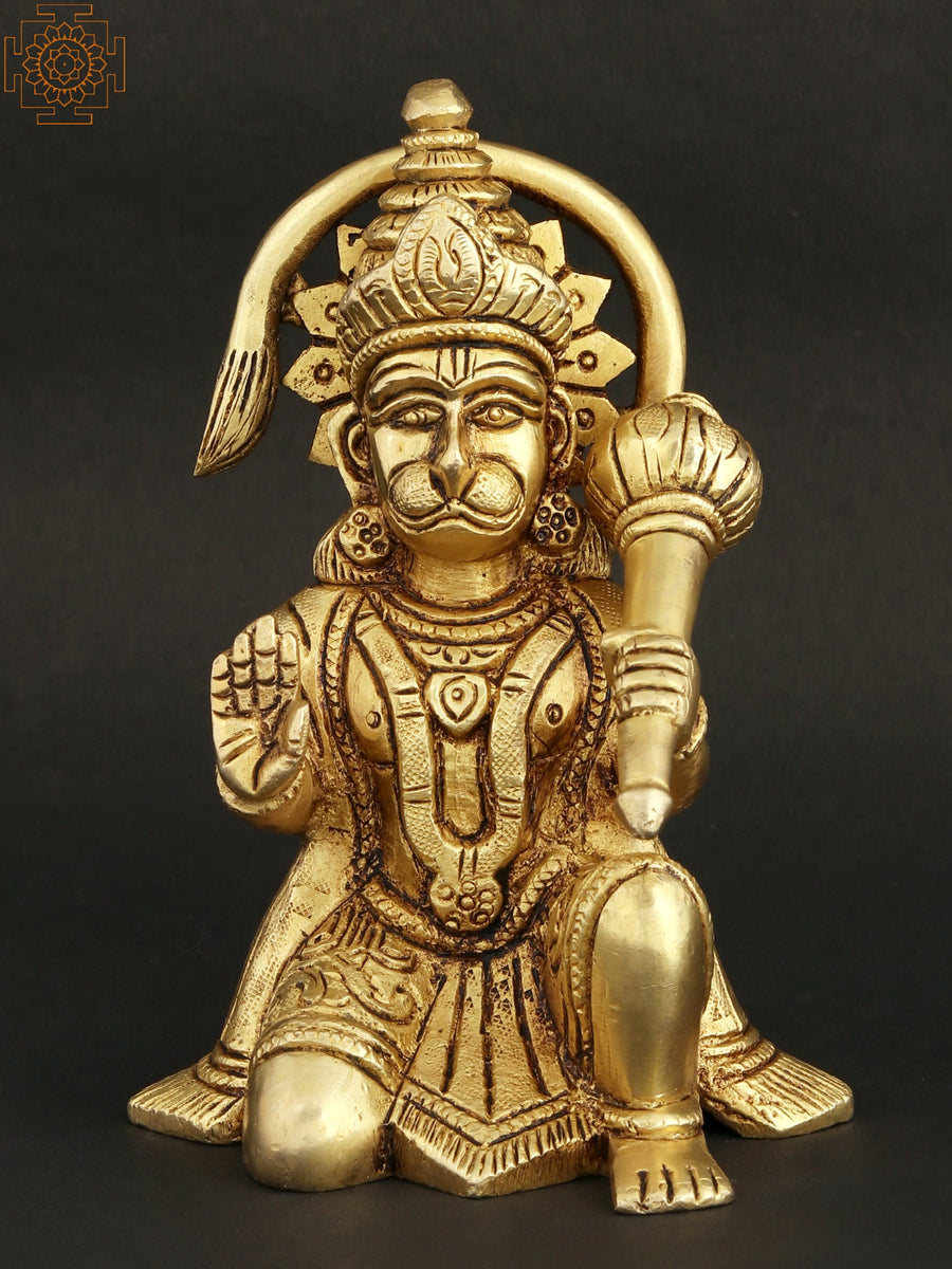 Handmade Blessing Hanuman Brass Statue for Pooja