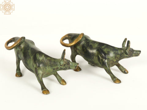 5" Small Brass Pair of Bull | Home Decor