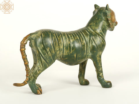 9" Brass Decorative Tiger Pair Figurine | Home Decor