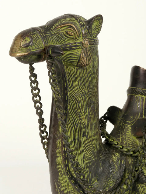 15" Decorative Brass Seated Camel Statue | Home Decor