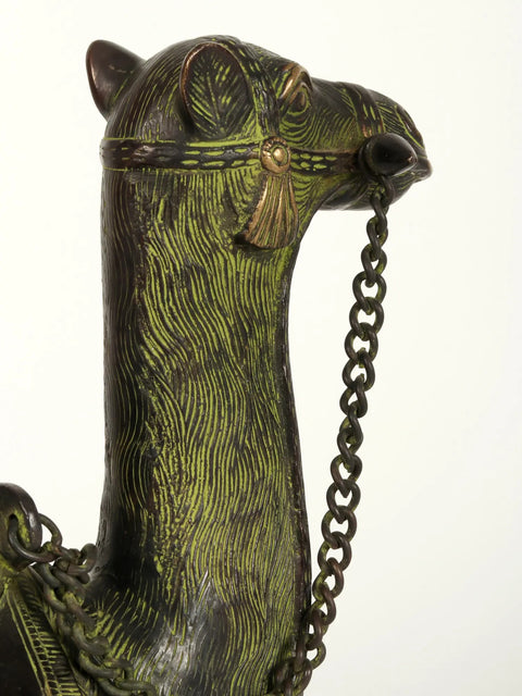 15" Decorative Brass Seated Camel Statue | Home Decor