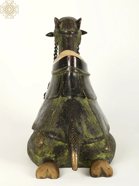 15" Decorative Brass Seated Camel Statue | Home Decor