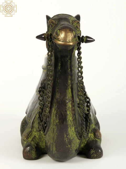 15" Decorative Brass Seated Camel Statue | Home Decor