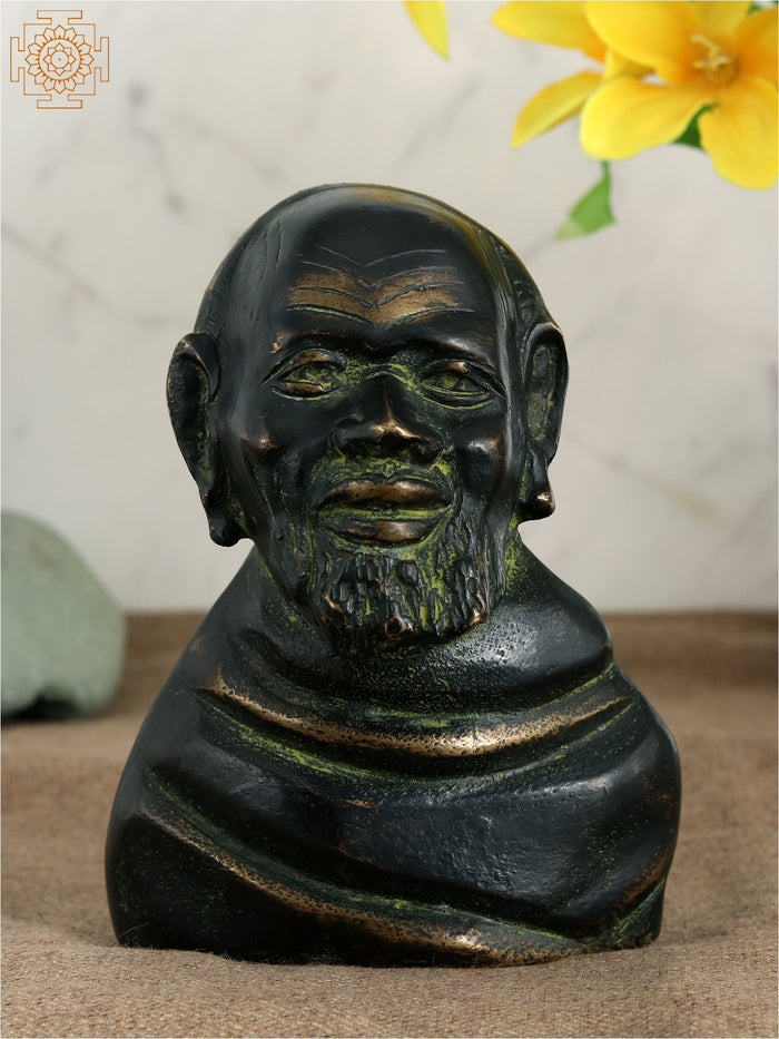 5" Old Beard Man Brass Bust Statue Handmade