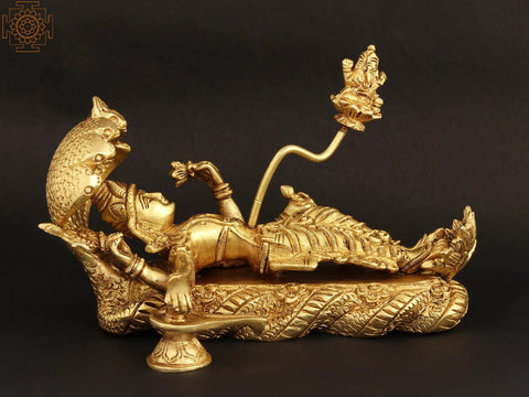 7" Shri Padmanabha Swamy (Lord Vishnu) | Brass Statue