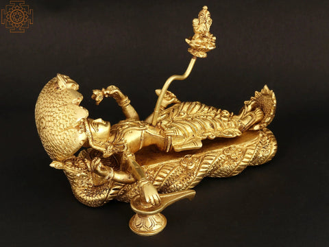 7" Shri Padmanabha Swamy (Lord Vishnu) | Brass Statue