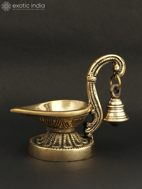 5" Brass Handheld Ritual Lamp with Bell