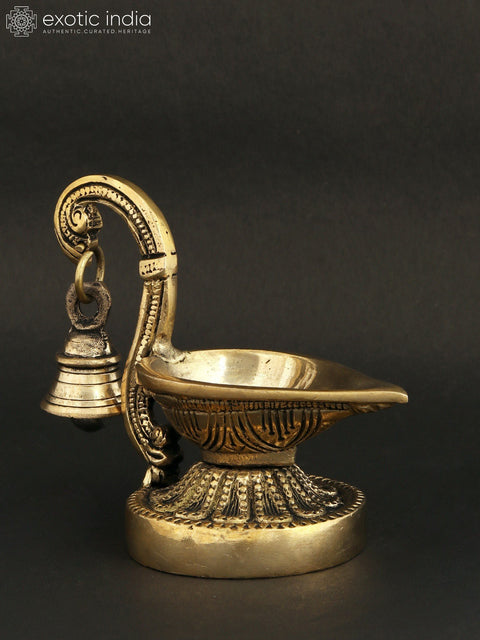 5" Brass Handheld Ritual Lamp with Bell