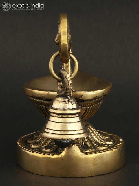 5" Brass Handheld Ritual Lamp with Bell