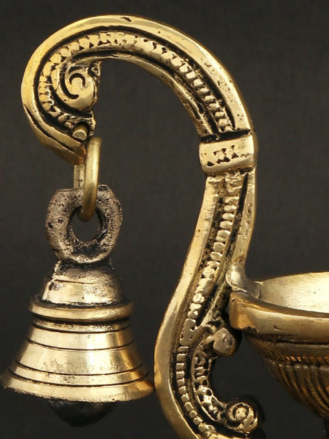 5" Brass Handheld Ritual Lamp with Bell