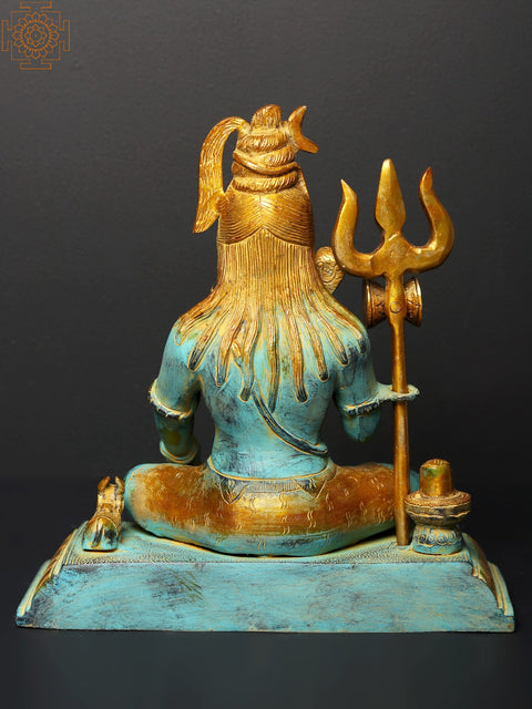 10" Sitting Lord Shiva in Blessing Gesture | Brass Statue