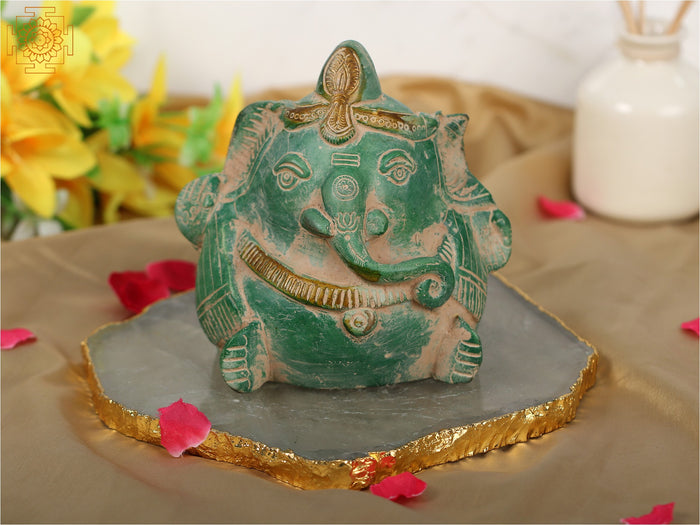 6" Stylized Ganesha Brass Statue for Home Decor
