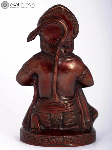 8" Red Color Lord Hanuman Tearing His Chest to Reveal Shri Ram Image | Brass Statue