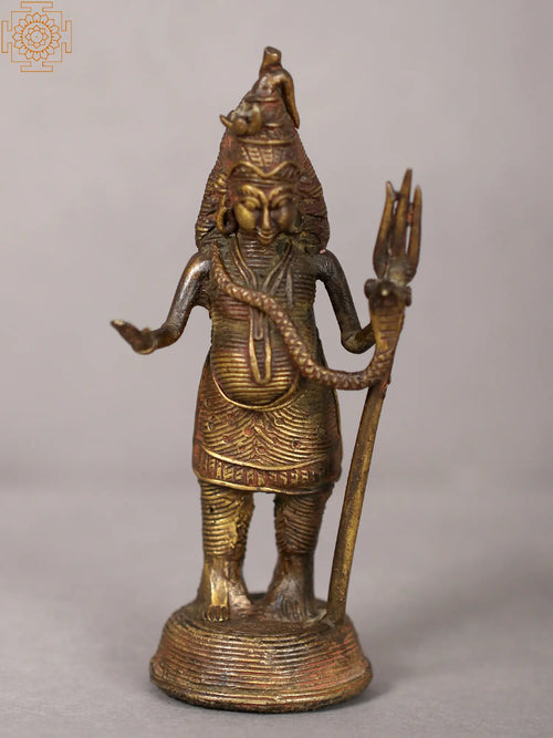 4" Small Tribal Lord Shiva Handmade Brass Statue
