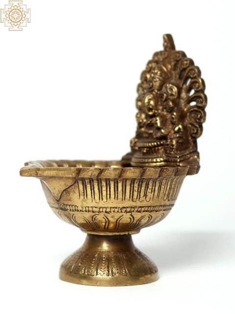 6" Small Lord Ganesha Lamp In Brass | Handmade