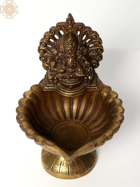 6" Small Lord Ganesha Lamp In Brass | Handmade