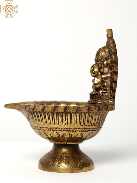 6" Small Lord Ganesha Lamp In Brass | Handmade