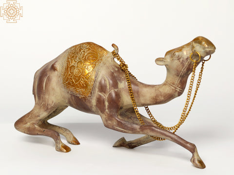 12" Seated Brass Camel Figurine | Decorative Piece