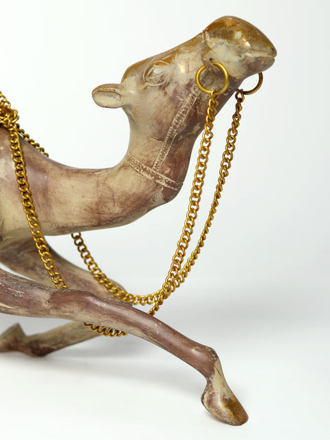 12" Seated Brass Camel Figurine | Decorative Piece