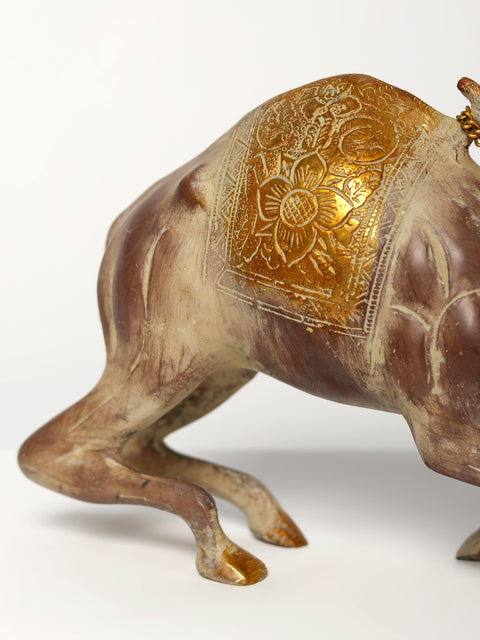 12" Seated Brass Camel Figurine | Decorative Piece