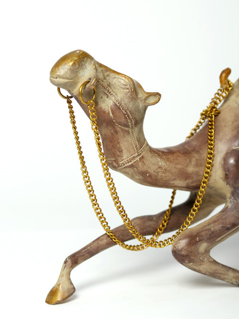 12" Seated Brass Camel Figurine | Decorative Piece