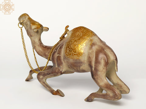 12" Seated Brass Camel Figurine | Decorative Piece