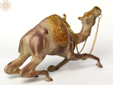 12" Seated Brass Camel Figurine | Decorative Piece