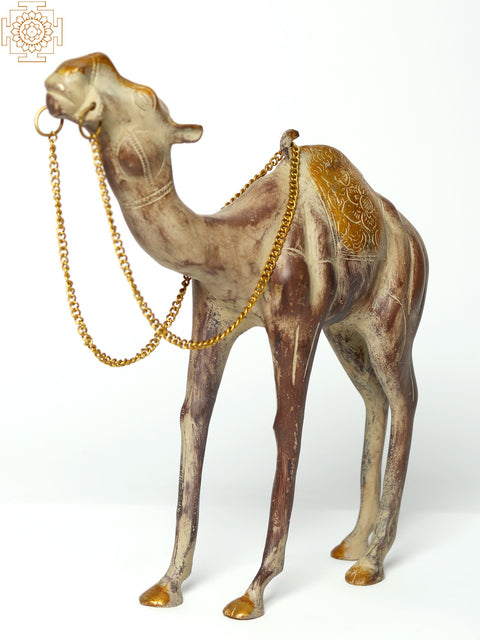 12" Brass Camel Figurine in Standing Position | Decorative Piece