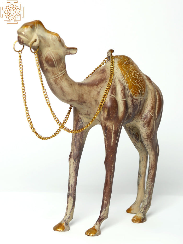 12" Brass Camel Figurine Standing Pose Home Decor Statue