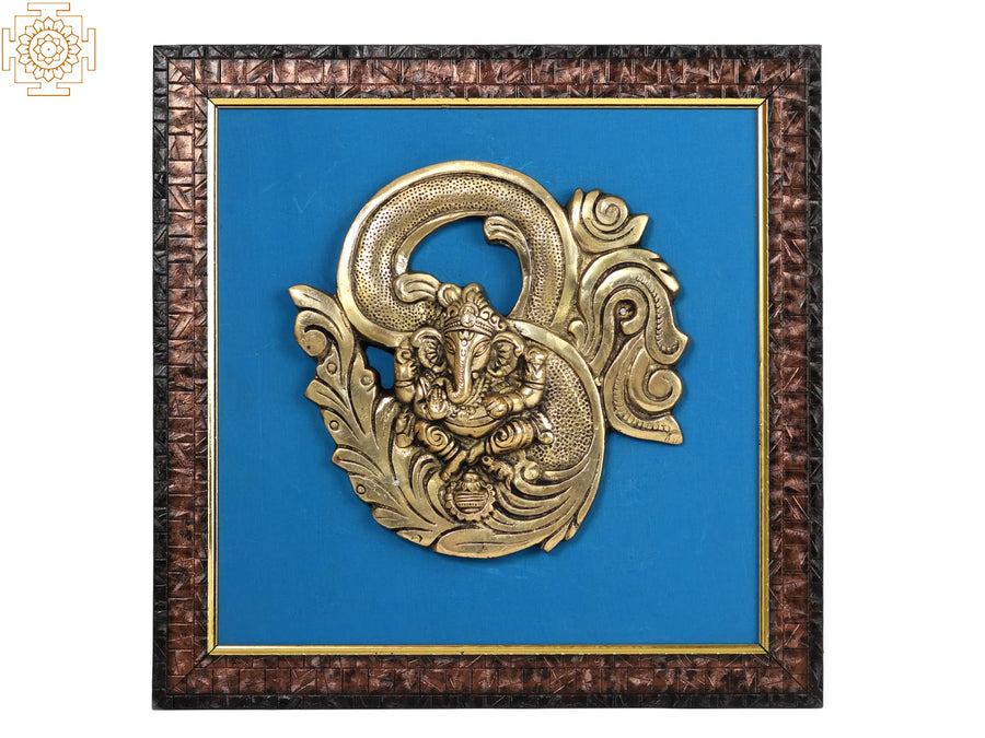 14" OM Ganesha Brass Wall Hanging Statue for Home Decor