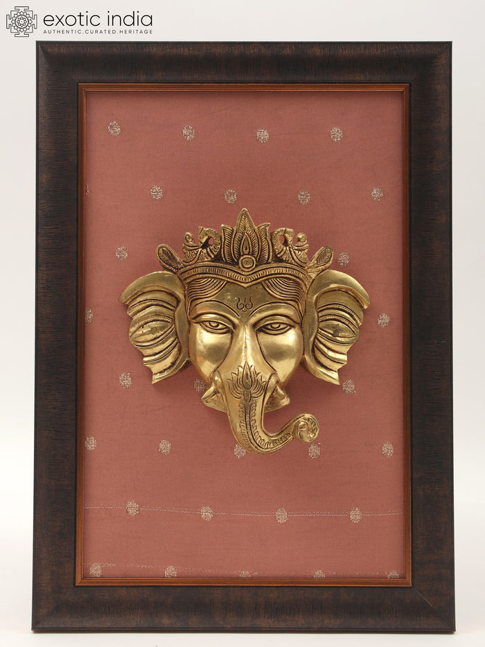 13" Lord Ganesha Handmade Brass Statue with Frame