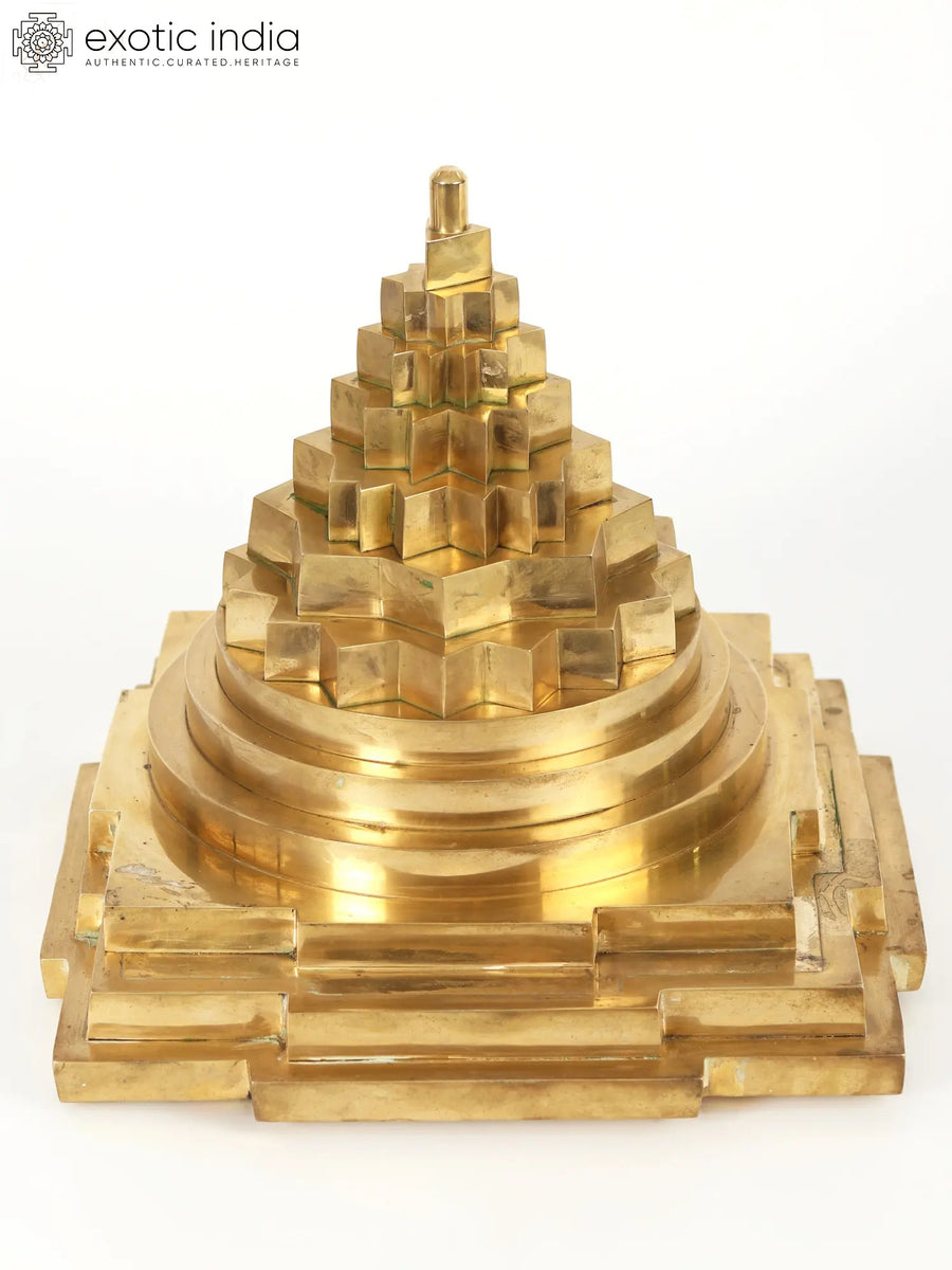 15" Shri Yantra Brass Statue for Pooja and Meditation