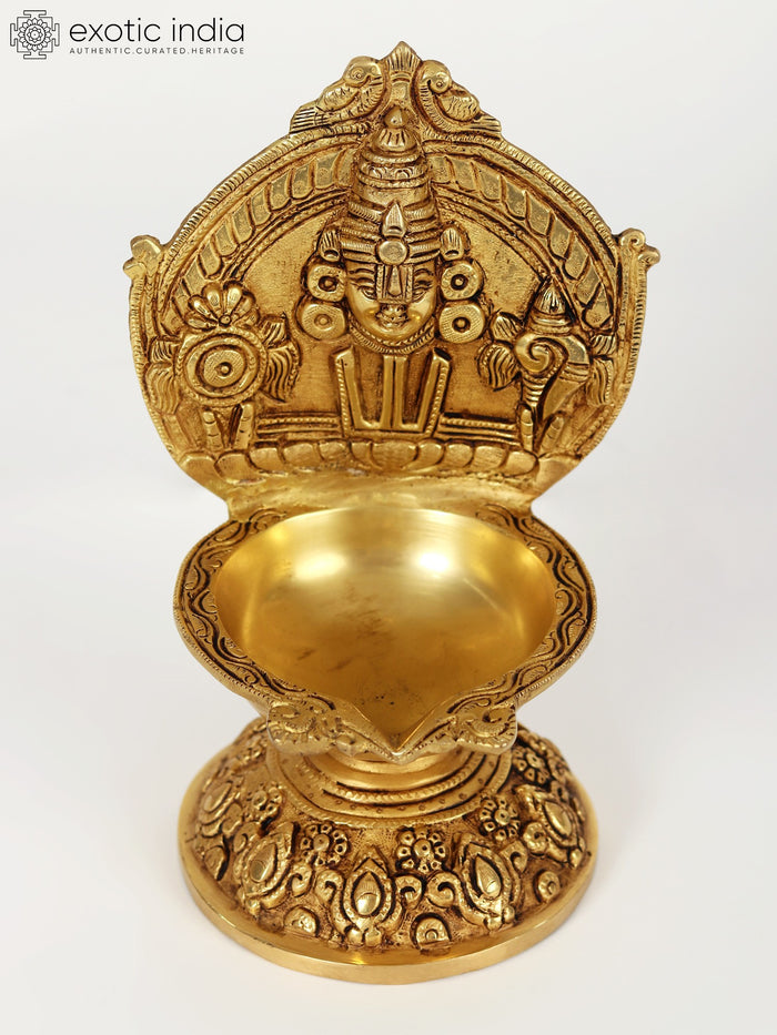9" Tirupati Balaji Brass Lamp for Pooja