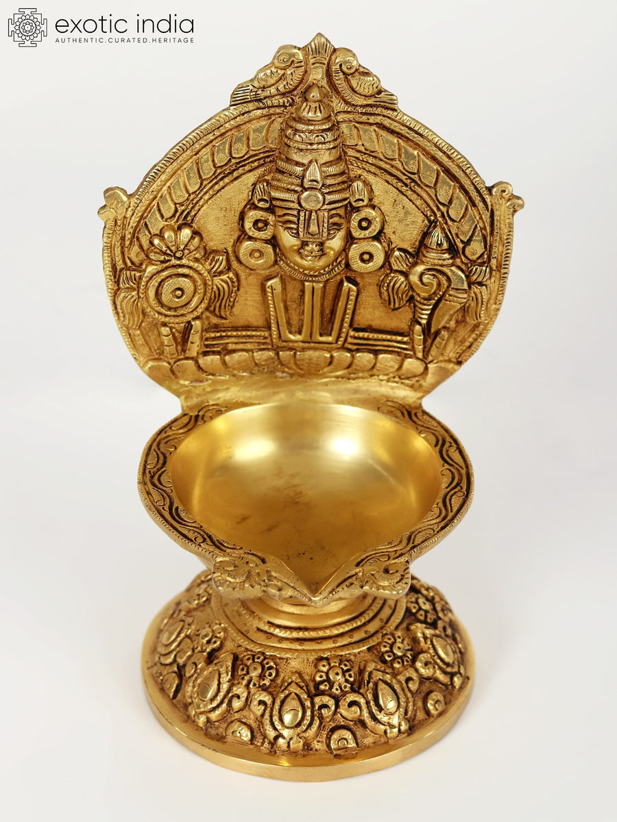 9" Tirupati Balaji Brass Lamp for Pooja