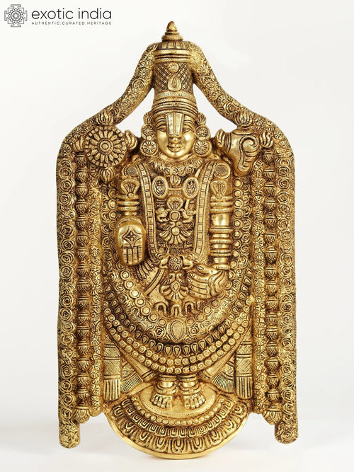 22" Tirupati Balaji Brass Wall Hanging Statue for Pooja