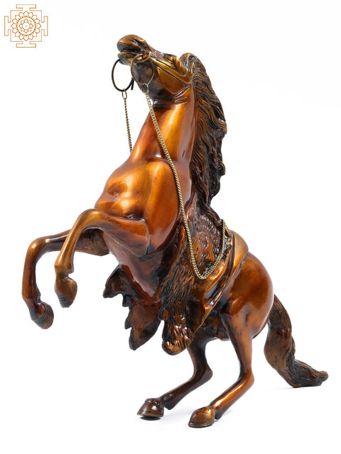 16" Jumping Horse Brass Figurine | Home Décor