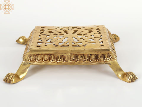 18" Brass Square Chowki (Pedestal)