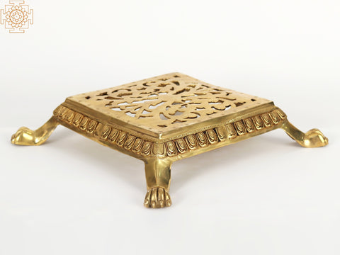 18" Brass Square Chowki (Pedestal)