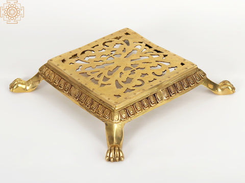18" Brass Square Chowki (Pedestal)