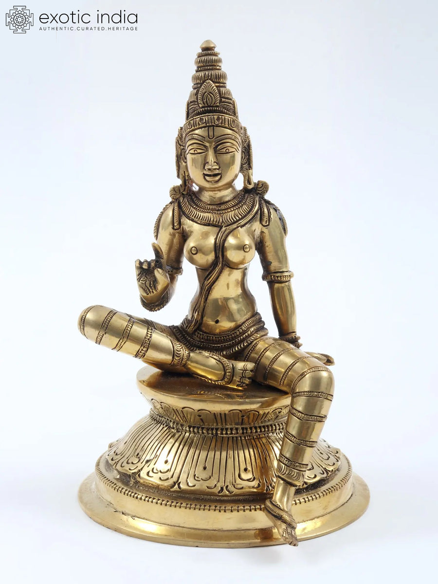 7" Goddess Lalita Parvati Handmade Brass Statue for Pooja