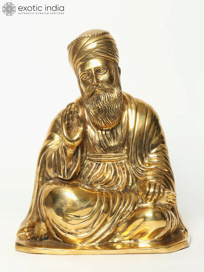 13" Guru Nanak Ji Blessing Handmade Brass Statue