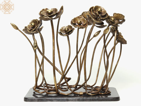 19" Bunch of Flowers and Buds on Granite Base