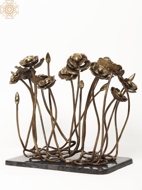 19" Bunch of Flowers and Buds on Granite Base