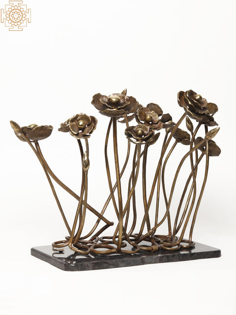 19" Bunch of Flowers and Buds on Granite Base